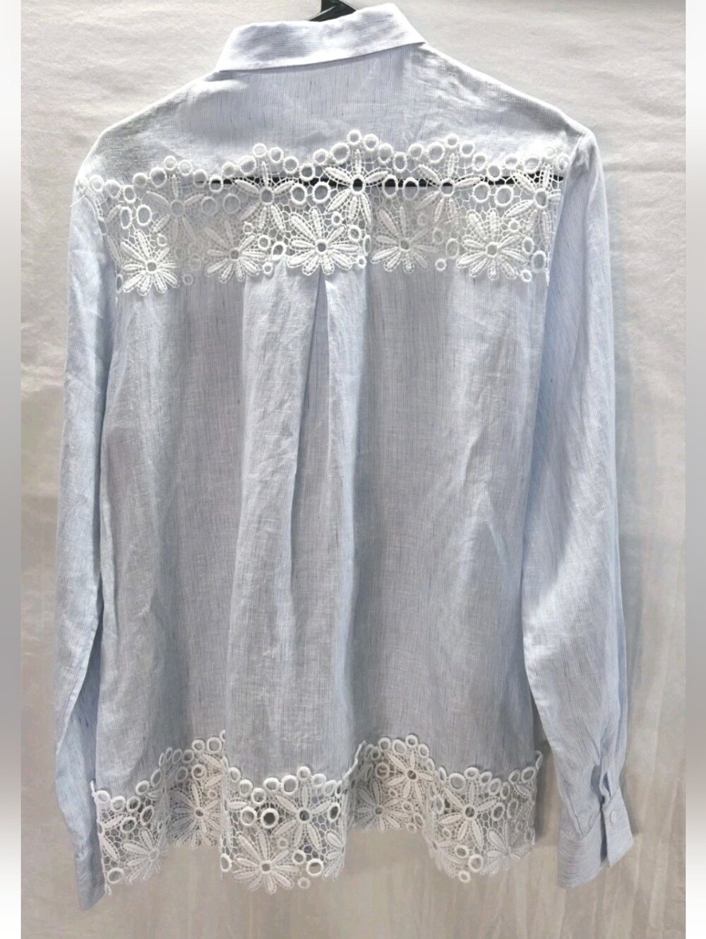 Gorsuch Women's Size 38 Lailana Lace Linen Shirt White Floral Lace embroidered - Picture 2 of 5